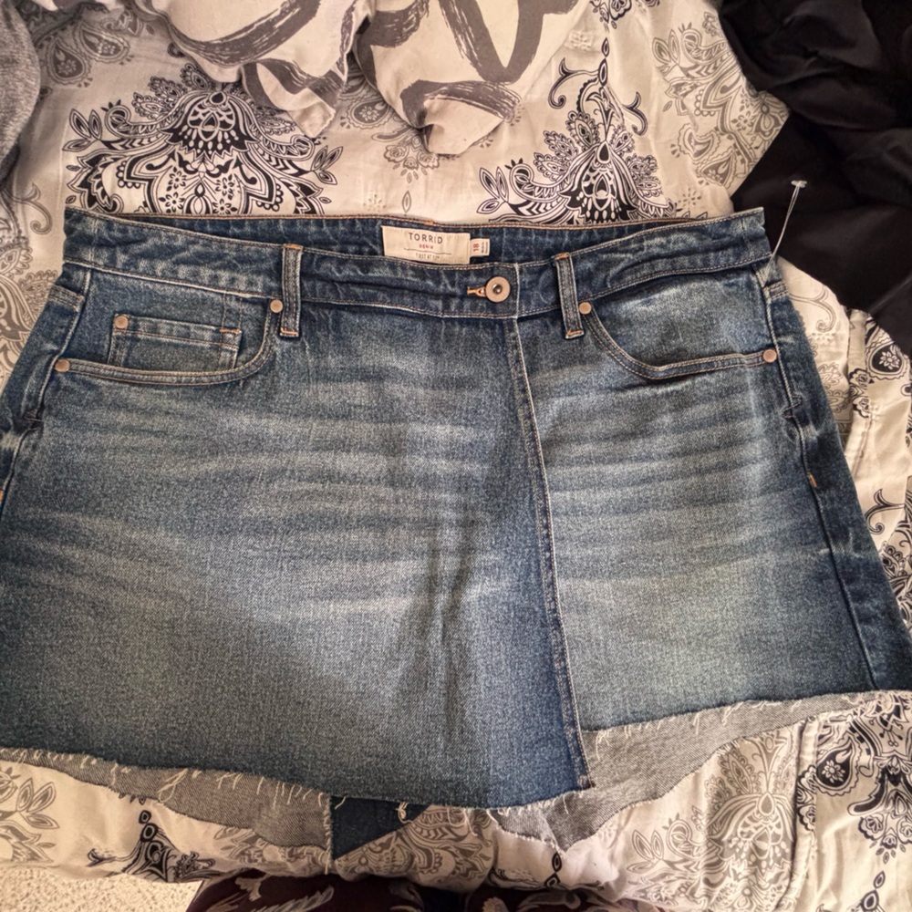 torrid blue denim shorts with frayed hem